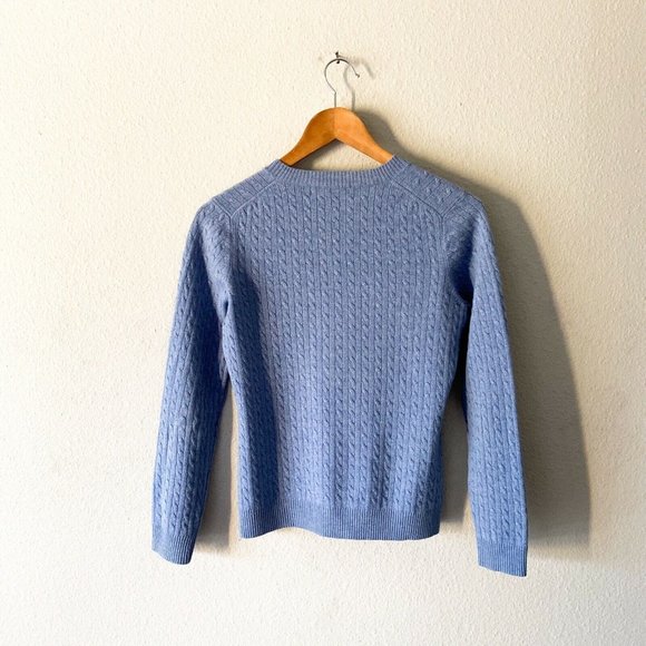Brooks Brothers blue vneck cable knit sweater M cotton wool blend - Picture 4 of 5